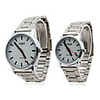 Couple Style Stainless Steel Alloy Analog Quartz Wrist Watch (Silver)
