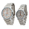 Couple Style Stainless Steel Alloy Analog Quartz Wrist Watch (Silver)