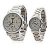 Couple Style Stainless Steel Alloy Analog Quartz Wrist Watch (Silver)