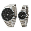 Couple Style Stainless Steel Alloy Analog Quartz Wrist Watch (Silver)