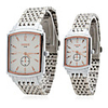 Couple Style Stainless Steel Alloy Analog Quartz Wrist Watch (Silver)