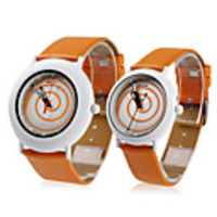 Couple Style Unisex PU Analog Quartz Wrist Watch (Orange)