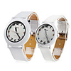 Couple Style Unisex PU Analog Quartz Wrist Watch (White)