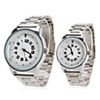 Couple Style Unisex Steel Analog Quartz Wrist Watch (Silver)
