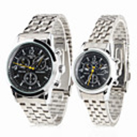 Couple Style Unisex Steel Analog Quartz Wrist Watch (Silver)