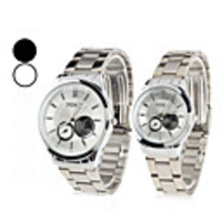 Couple Style Unisex Steel Analog Quartz Wrist Watch (Silver)