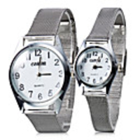 Couple Style Unisex Steel Analog Quartz Wrist Watch (Silver)
