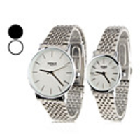 Couple Style Water Resistant Unisex Steel Analog Quartz Wrist Watch (Silver)