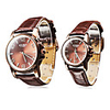 Couple Water Resistant Style PU Analog Quartz Wrist Watches (Brown)