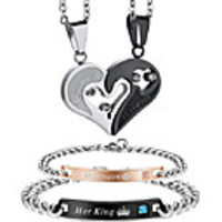 couples bracelets and necklace set for him and her love heart puzzle matching valentine gifts jewelry