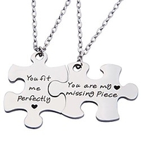 couples puzzle keychain you are my missing piece you fit me perfectly set of two (necklace suit)