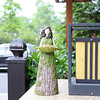 Courtyard Bird Feeder Handmade Painted Resin Goddess Statue Feeding Basin Angel Girl Artwork 2PCS minimun miniinthebox