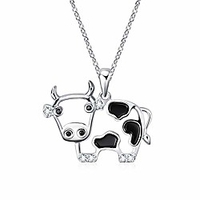 cow gifts silver cute animal cow pendant necklace jewelry gifts for women teen girls birthday
