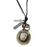 Cowboy Hat Pattern Cow Leather Necklace