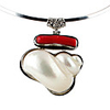 Cowry Conch Shape with Rammel Necklace for Women (White)