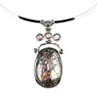 Cowry Elliptical Abalone Cabochon Style Necklace for Women (Multi-Color)