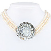 Cowry flower Genuine Pearl Pendant for Women (White)