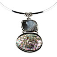 Cowry Irregular Shape with Abalone Cabochon Style Necklace for Women (Multi-Color)