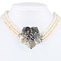 Cowry Three-Layer Flower Style Pendant for Women (Grey)