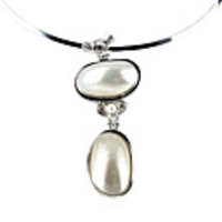 Cowry Two-Layer Elliptical Pearl Style Necklace for Women (White)