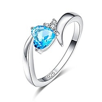 created blue topaz 925 sterling silver plated heart plated ring for women miniinthebox
