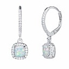 created opal lever back earrings sterling silver white fire opal halo cubic zirconia geometric square french back earrings jewelry for women girls
