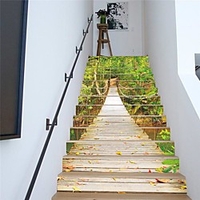 Creative 13 Pieces Of Secrets Canyon Waterfall Scenery Stairs Stickers Ladder Renovation Stickers Decoration Self-adhesive Wall Stickers miniinthebox