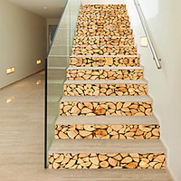 Creative 3d Staircase Diy Sticker Creative Stacked Firewood Home Decoration Sticker Waterproof 3d Stereo Wall Sticker 13 Piece Set miniinthebox