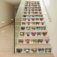 Creative 3d Staircase Diy Sticker Flower Pot Cabinet Home Decoration Sticker Waterproof 3d Stereo Wall Sticker 13 Piece Set miniinthebox