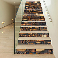 Creative 3d Staircase Diy Sticker Retro Digital Wood Grain Home Decoration Sticker Waterproof 3d Stereo Wall Sticker 13 Piece Set miniinthebox