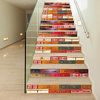 Creative 3d Staircase Diy Sticker Retro Wood Grain Stone Grain Home Decoration Sticker Waterproof 3d Stereo Wall Sticker 13 Piece Set miniinthebox