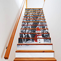 Creative 3d Staircase Diy Sticker Snowman By The Woods Home Decoration Sticker Waterproof 3d Stereo Wall Sticker 13 Piece Set miniinthebox