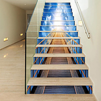 Creative 3d Stairs Diy Stickers Flyover To The Sun Home Decoration Stickers Waterproof 3d Stereo Wall Stickers 13 Piece Set miniinthebox