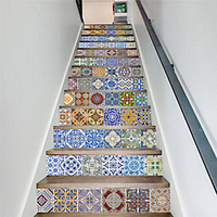 Creative 3d Stickers 13 Pieces Of Moroccan Tiles Stair Stickers Step Renovation Stickers Self-adhesive Pvc Removable Decorative Wall Stickers miniinthebox