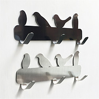 Creative Bird Shape Stainless Steel Kitchen Bathroom Storage Hook Wall Sticky Hook
