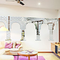 Creative Bricks Wall Stickers Mirror Wall Stickers Decorative Wall Stickers,  Acrylic Home Decoration Wall Decal Wall Decoration 1pc