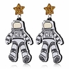 creative cartoon astronaut stud earrings for women asymmetric spaceman star earing hypoallergenic jewelry (acrylic)