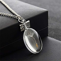 creative dandelion necklace clear glass pendant real dandelion seed necklace jewelry gift for women girls mom (style 1)