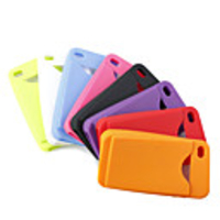 Credit ID Card Holder Silicone Back Case for iPhone 4 - Pack of 5pcs