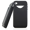 Credit ID Card Holder Silicone Back Case for iPhone 4 Black