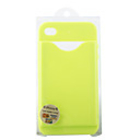 Credit ID Card Holder Silicone Back Case for iPhone 4 Green