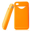 Credit ID Card Holder Silicone Back Case for iPhone 4 Orange