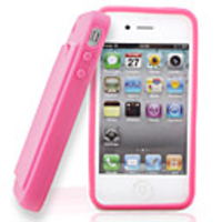 Credit ID Card Holder Silicone Back Case for iPhone 4 Pink