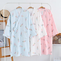 Crepe Cotton Bathrobe for Women,  7 / 4 Sleeve Thin Style,  Kimono, Summer Living Clothes miniinthebox