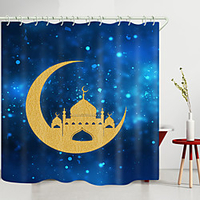 Crescent Moon Castle Digital Printing Shower Curtain Shower Curtains Hooks Modern Polyester New Design