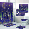 Crescent Moon Purple Castle Digital Printing Four-piece Set Shower Curtains and Hooks Modern Polyester Machine Made Waterproof Bathroom