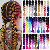 Crochet Hair Braids Jumbo Box Braids Silver Black Ombre Synthetic Hair 24 inch Braiding Hair 6pcs 3pcs 1pc miniinthebox