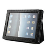 Crocodile Skin Grain Protective Case and Stand for Apple iPad 2 (Black)