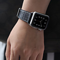 Crocodile Strap for Apple Watch Series 6 SE 5 4 3 2 1 Smart Watch Wrist Strap - Black