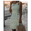 cross-border european and american new style amazon wish aliexpress summer sleeveless printed green button casual dress miniinthebox